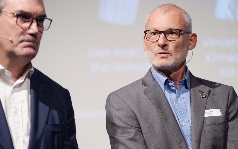 Impressionen vom Event «Klimakrise: KMU lavieren nicht, sie handeln!» mit Bundesrat Albert Roesti als Gastredner, organisiert von der Klimastiftung Schweiz und dem Forum Raiffeisen fotografiert am Mittwoch, 13. September 2023 in Bern. (Manuel Lopez)